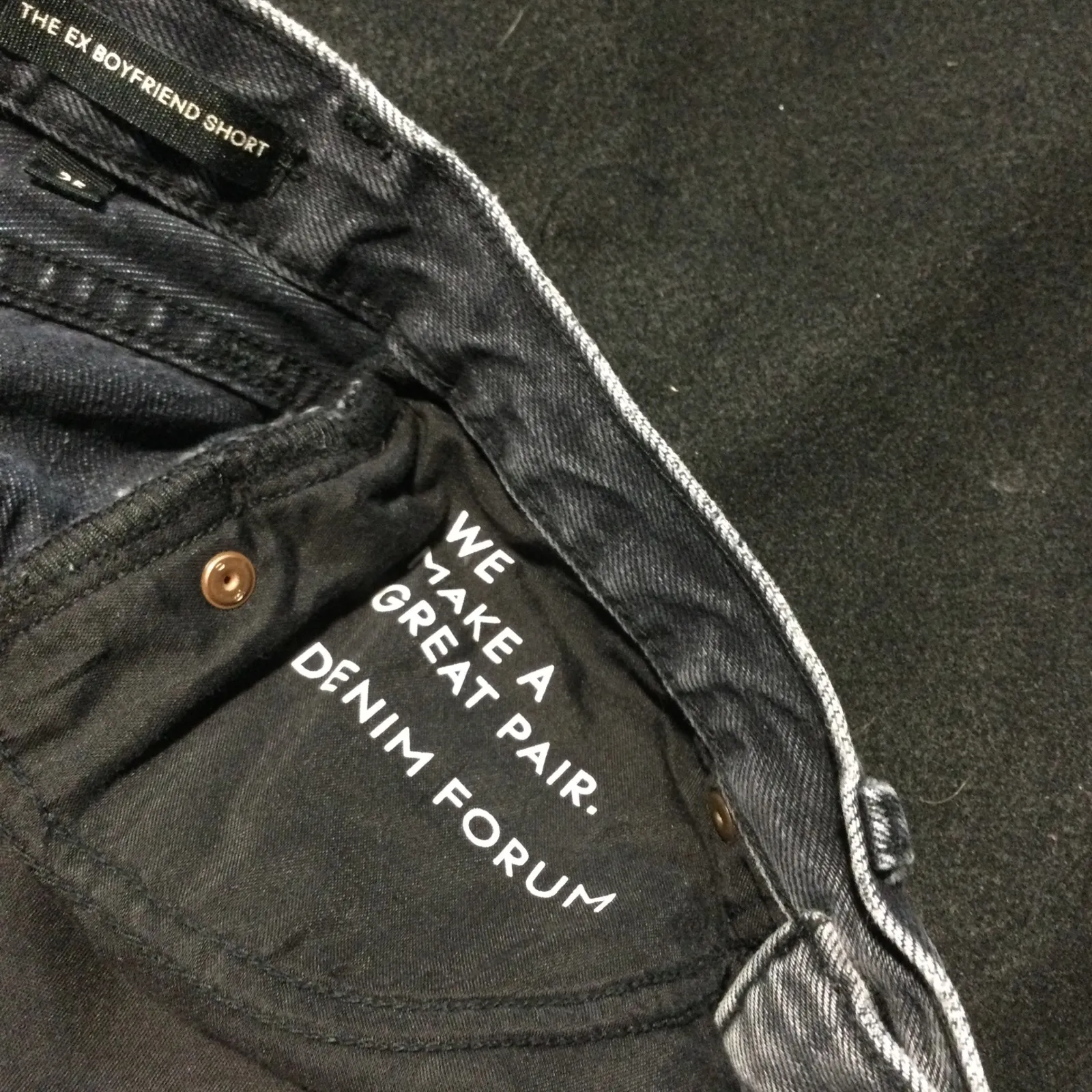 DENIM FORUM The ExBoyfriend Short Distressed Black Cut Off Raw Hem Jeans Size 25 Gray - Image 8