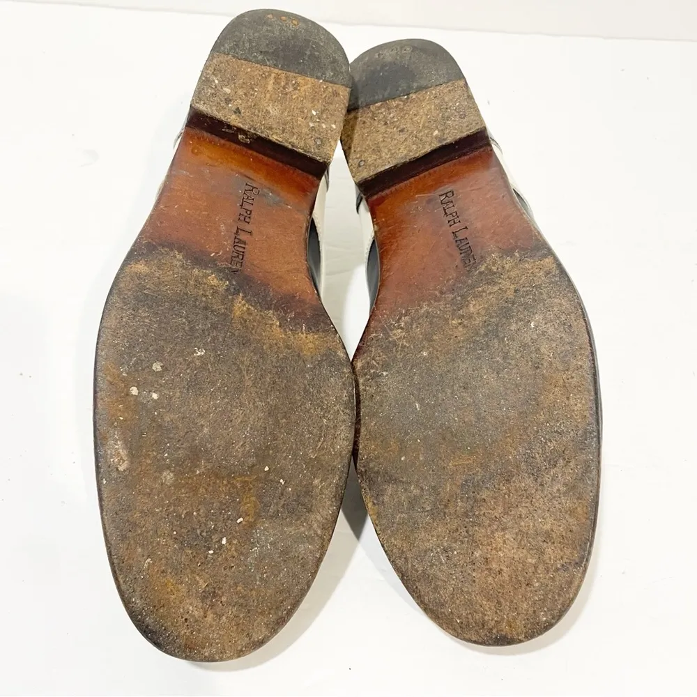 Ralph Lauren Italy Oxfords Women’s 7.5B Blue White Leather Saddle Shoes 2 Tone - Image 7