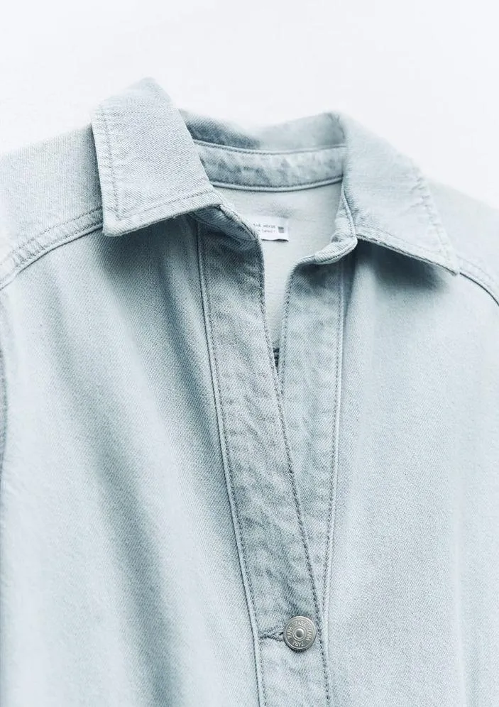 Zara Straight Denim Jumpsuit - Image 7