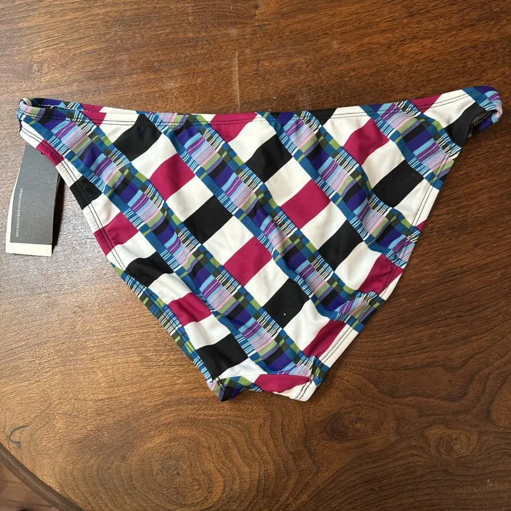 NWT Kenneth Cole Purple/Black Check Swimsuit Bikini Bottom Women’s Size Large - Image 4