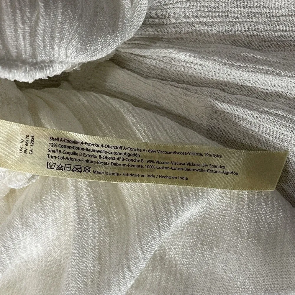 Free People Intimately Medium Adella Cami Top White Ruffled Crochet Lace Smocked - Image 11