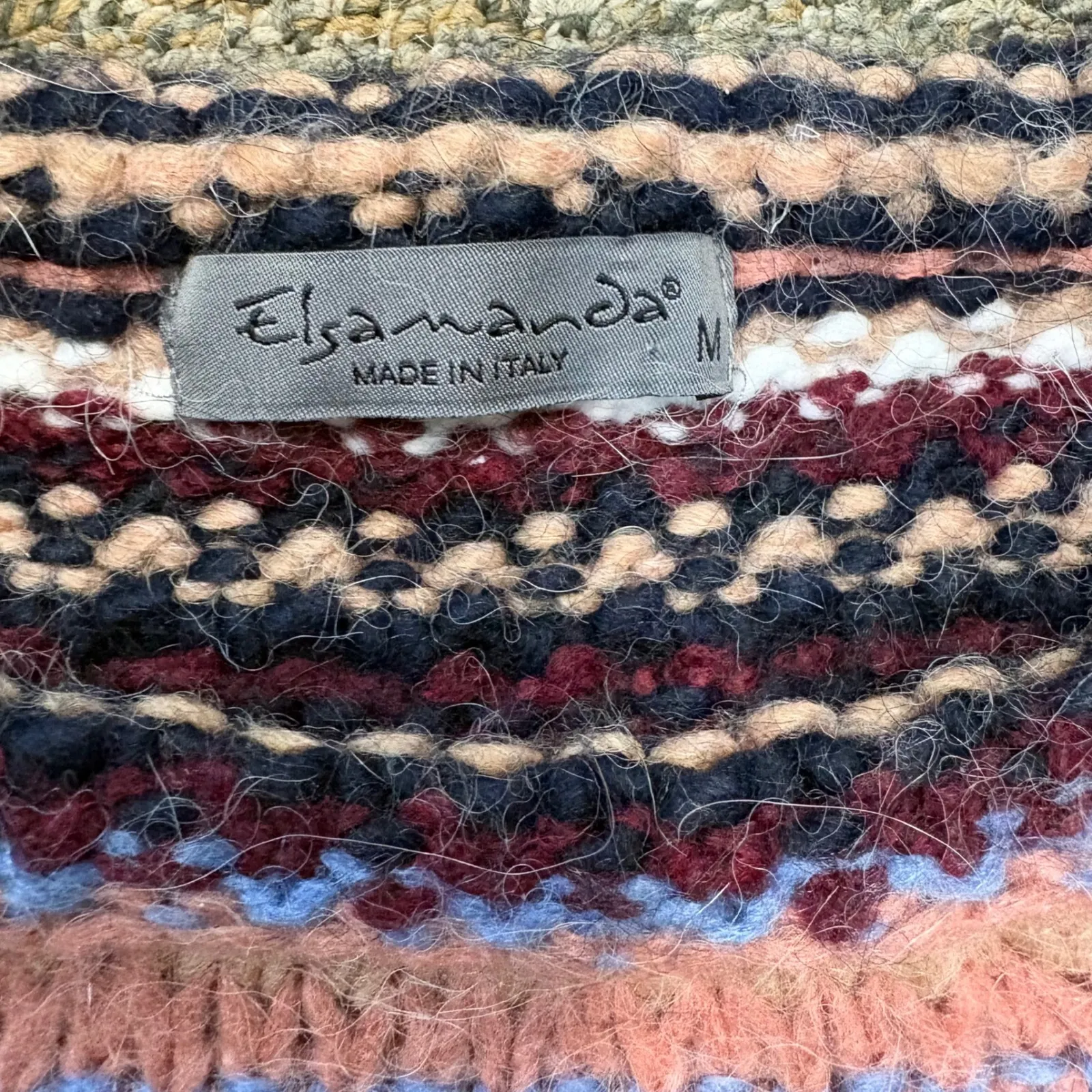Elsamanda Made in Italy Wool Alpaca Blend Striped Knit Sweater Women's M Pink Size M - Image 2