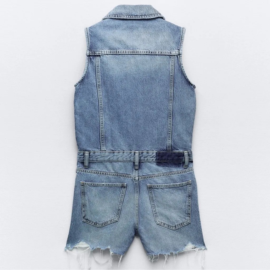 Zara Sleeveless Denim Romper - Image 3