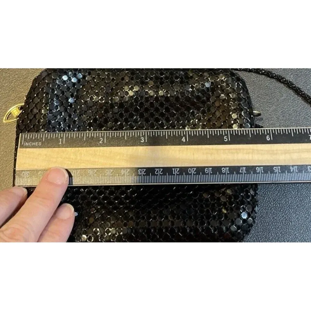 Black Metal Mesh Handbag Chain Strap Evening Bag Party Disco 90S Y2K‎ VTG - Image 4