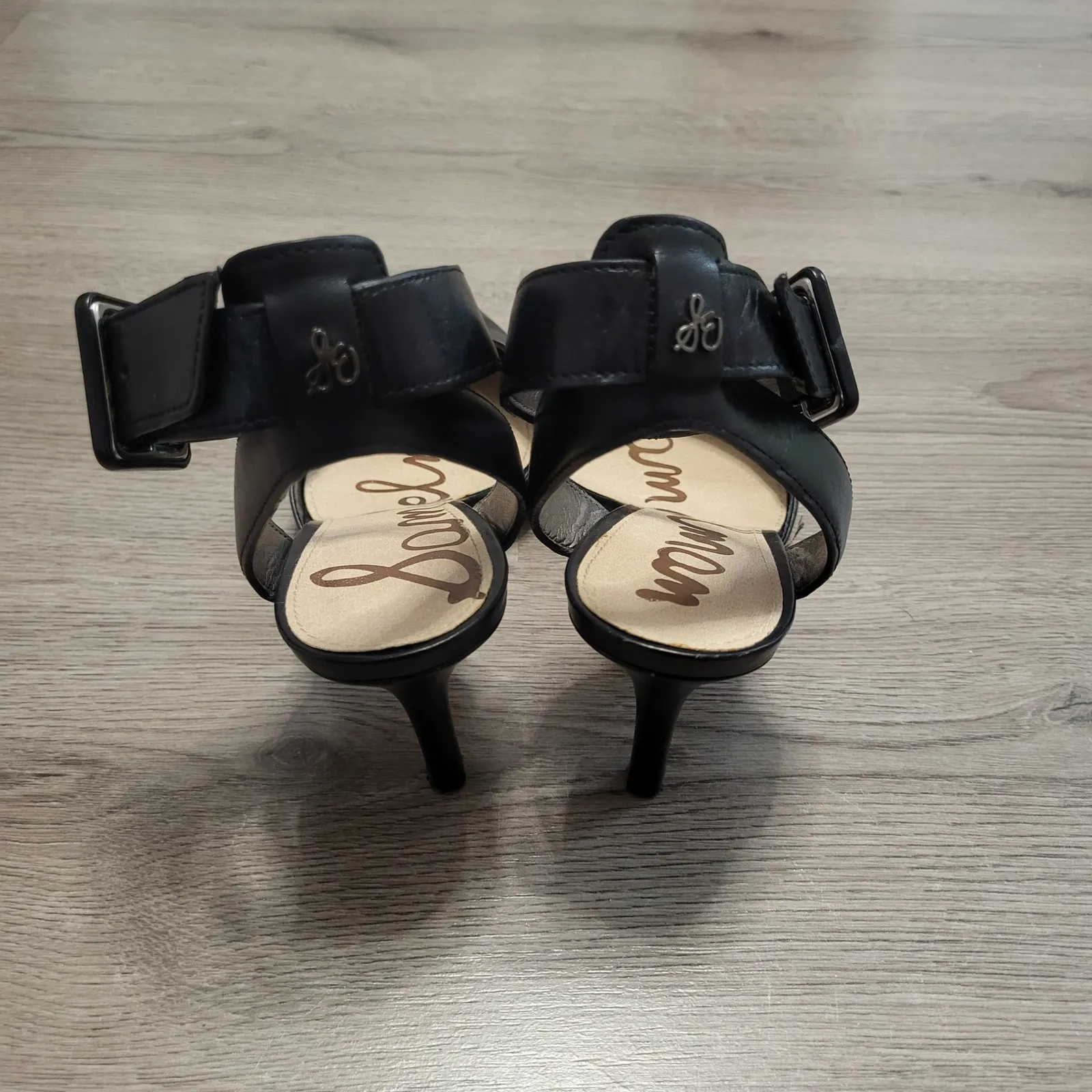 Sam Edelman Okala Black Leather Ankle Strap Pointed Toe Heels Women's Size 8.5 - Image 4