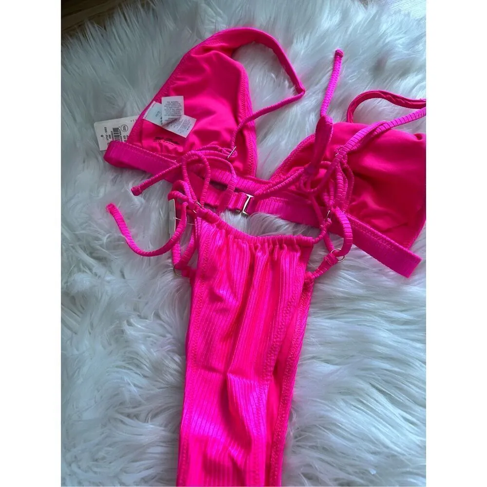 Aerie hot pink bikini xs cheeky tong like bikini new with tags sexy skimpy - Image 7