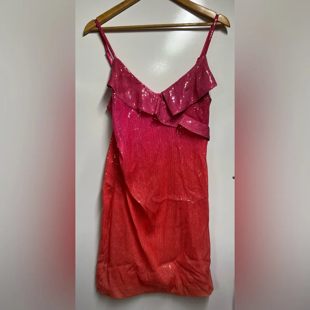 NEW Derek Lam 10 Crosby Gigi Ombré Sequin Minidress size 8 woman’s designer Pink - Image 4