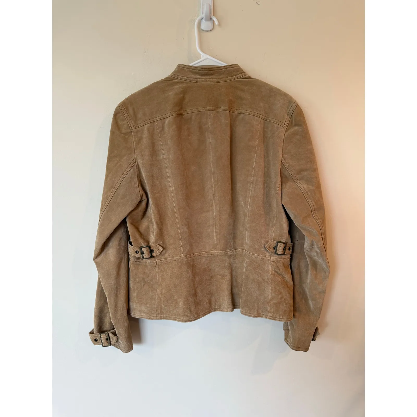 New York & Company Moto Jacket Mens Large Tan Leather Trucker Grunge Full Zip Brown - Image 2