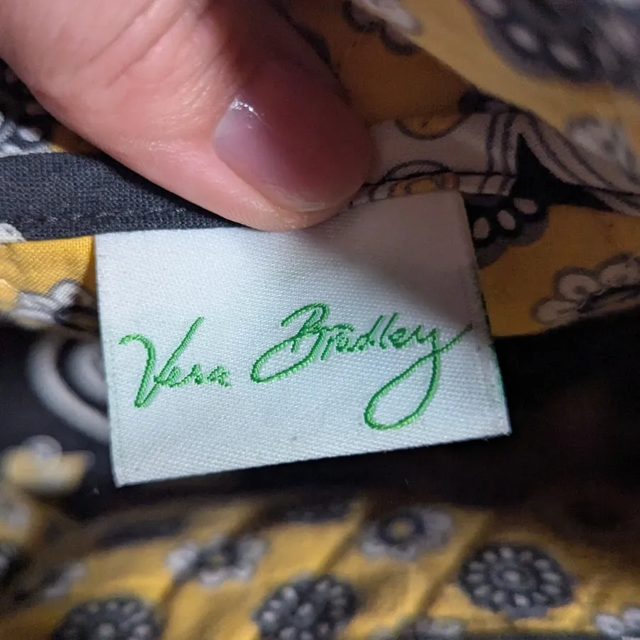 Vtg Y2K Vera Bradley Betsy Black Yellow Bird Floral Quilted Cotton Shoulder Bag - Image 5