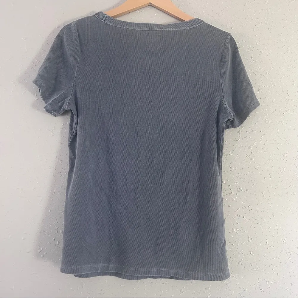 Old Navy Dusty Blue Grey Short Sleeve Ribbed T-Shirt Casual Comfy Large - Image 4