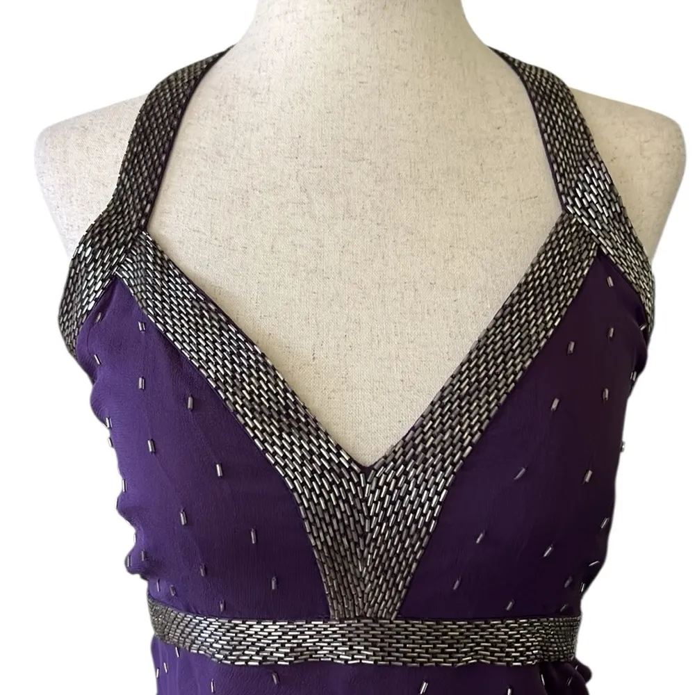 Tokyo Denim Silk Halter Blouse that ties in back Purple - Image 5
