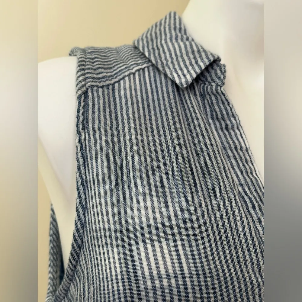 Stone & Clothe Blue & White Striped Sleeveless Button-Down High Low Dress Sz S. - Image 7