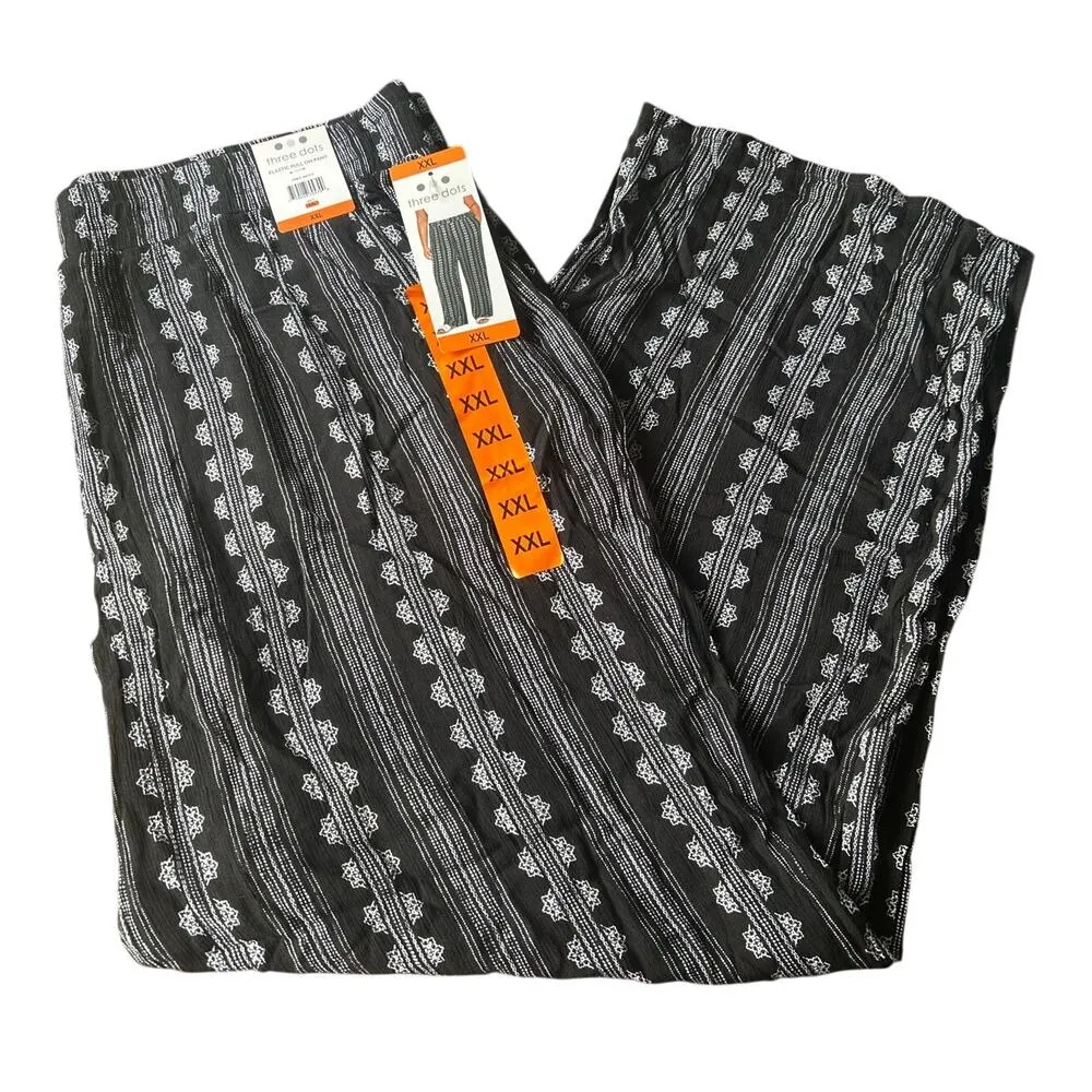 Three Dots  Womens Black Elastic Pull on Pant XXL - Image 2