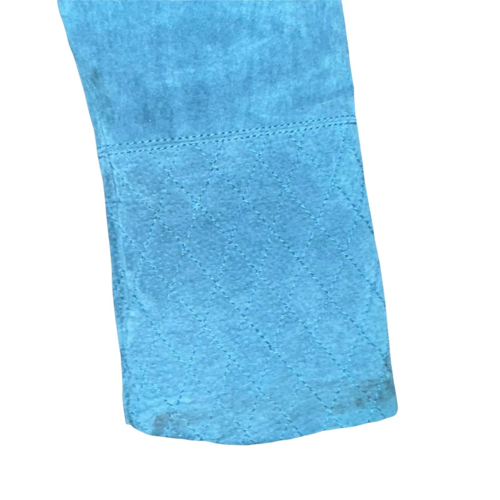 AMI Leather Jacket Women's Medium Teal Country Western Suede Quilted Equestrian Green - Image 5