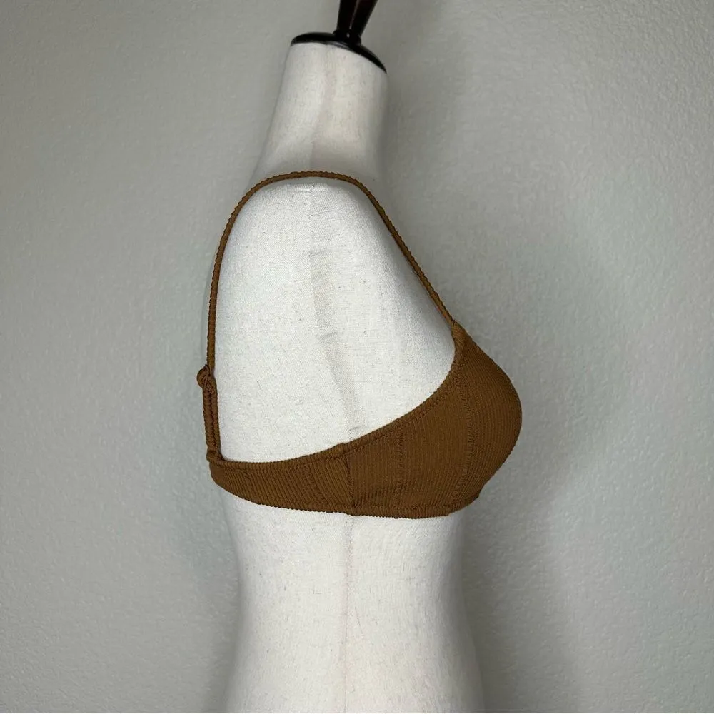 Aerie Scoop Neck Brown Crinkle Textured Bikini Top - Image 5