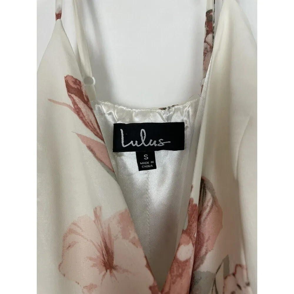 NEW LULUs size small Elegantly Inclined Cream pink Floral Print Wrap Maxi Dress - Image 7