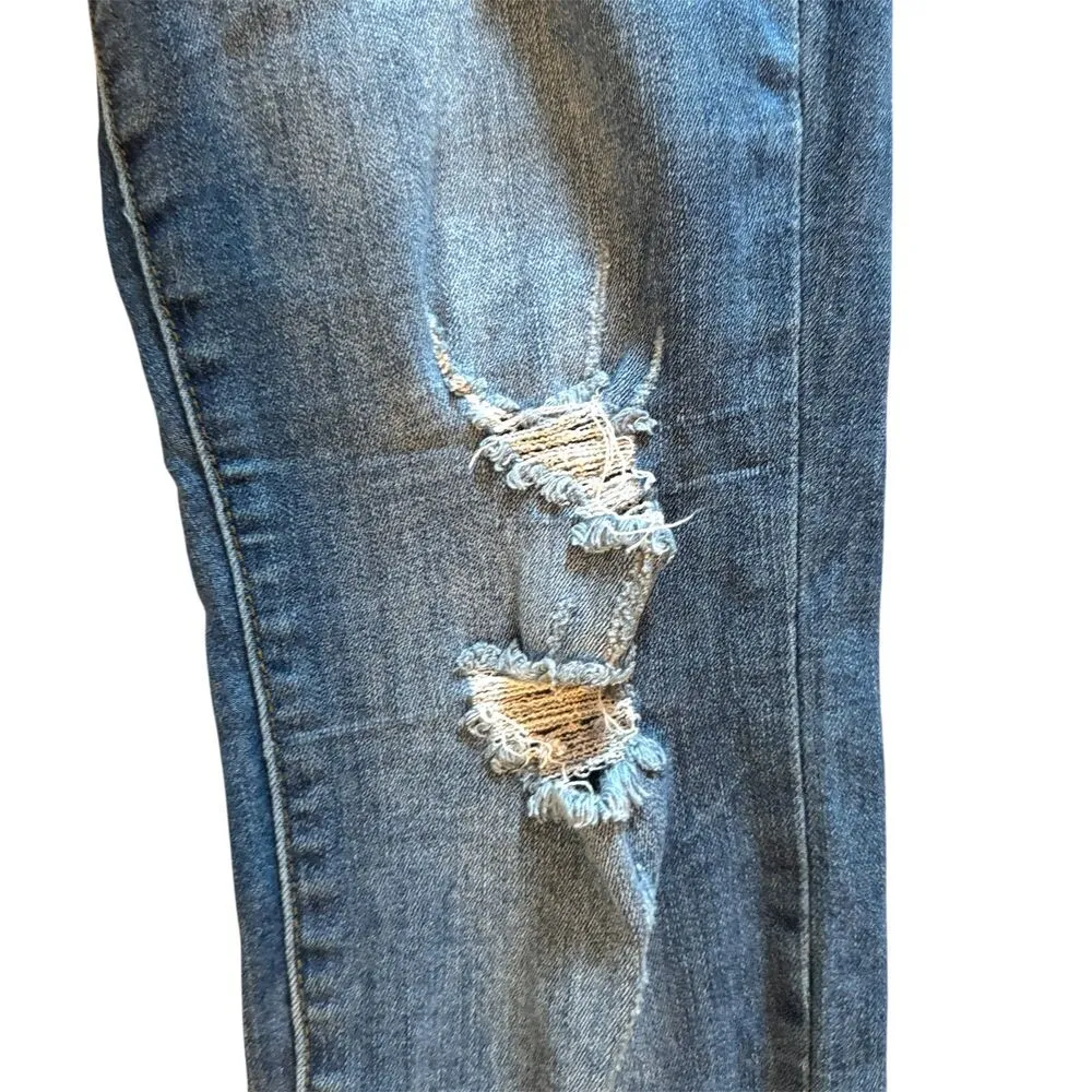 Judy Blue | Relaxed Distressed Light Wash Jeans Size 30 High Rise Holes Stretchy - Image 3