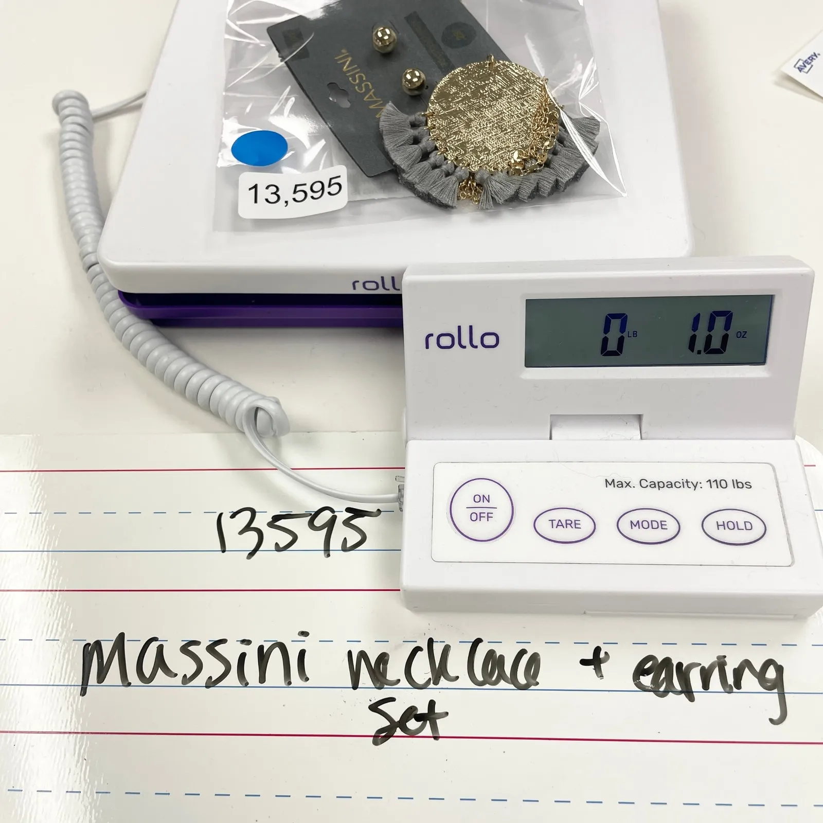 Massini Gold Tone Necklace & Stud Earrings Set‎ Adjustable Length Boho Statement - Image 6