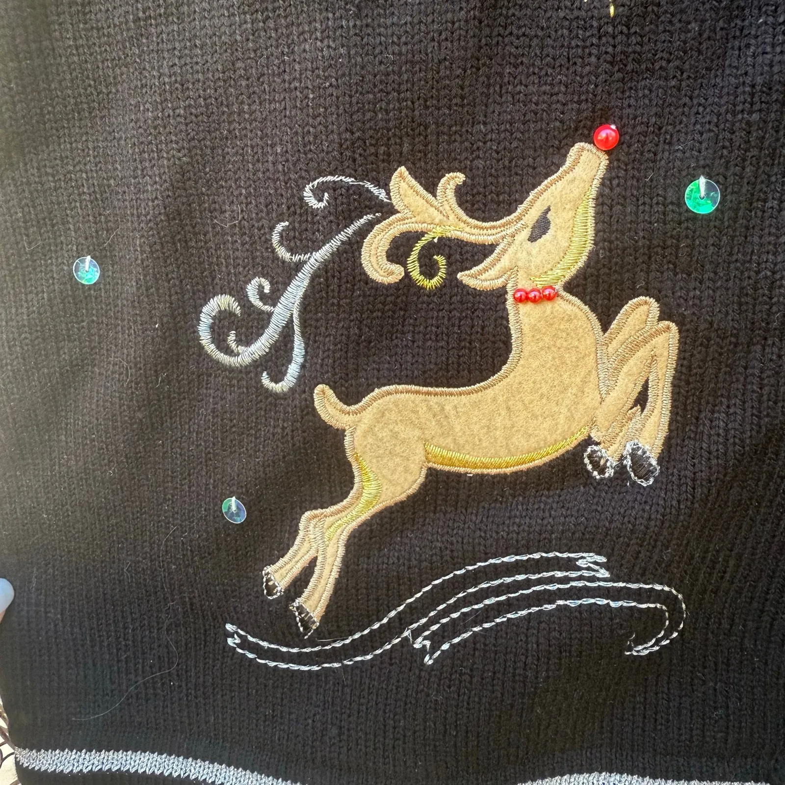 Vintage Y2K White Stag Prancing Reindeer Snowflakes Christmas Sweater Vest XXL Black Size XL - Image 5