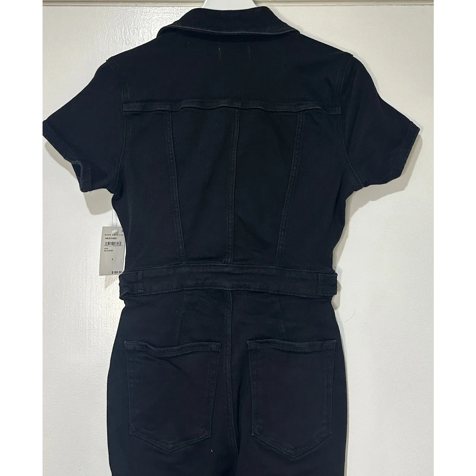 Good American Fit for Success Denim Jumpsuit Black Small NWT Nordstrom Stretchy - Image 12