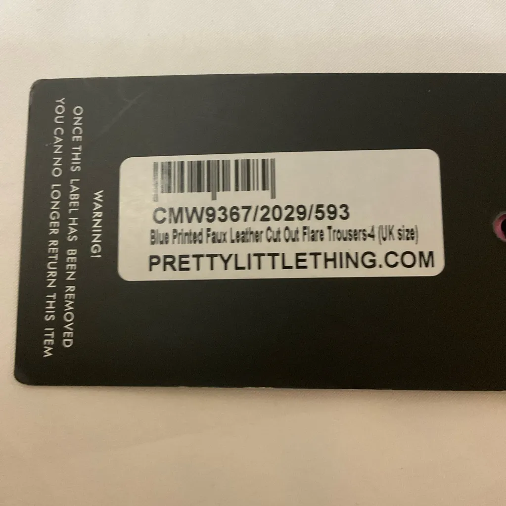 PrettyLittleThing Blue Print Faux Leather Cut Out Flare 0 Biker Punk Rocker NEW - Image 11