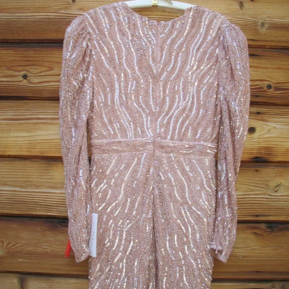 Mac Duggal 93574 Womens Pink Beaded Puff Sleeve Trumpet Gown - Image 12