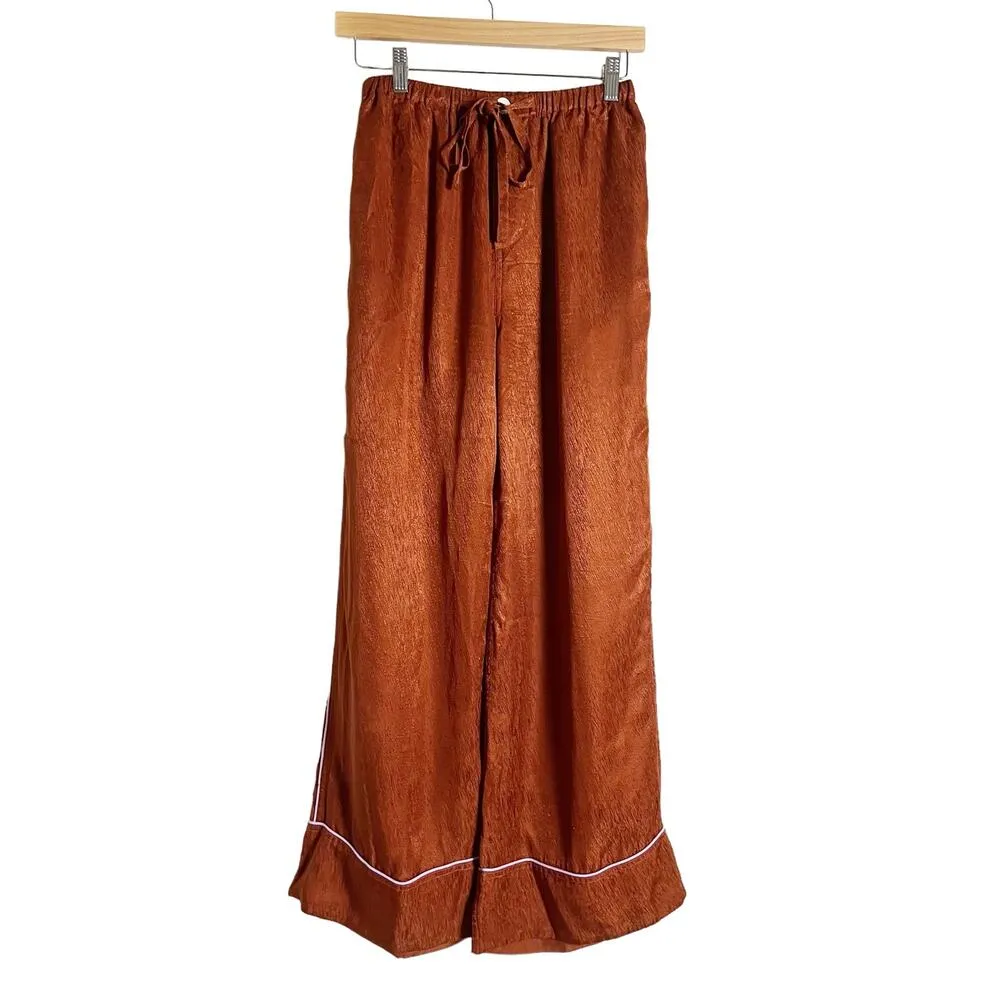 Untitled in Motion Emissus Rust Wide Leg Lounge Pajama Pants Size Medium Orange - Image 3