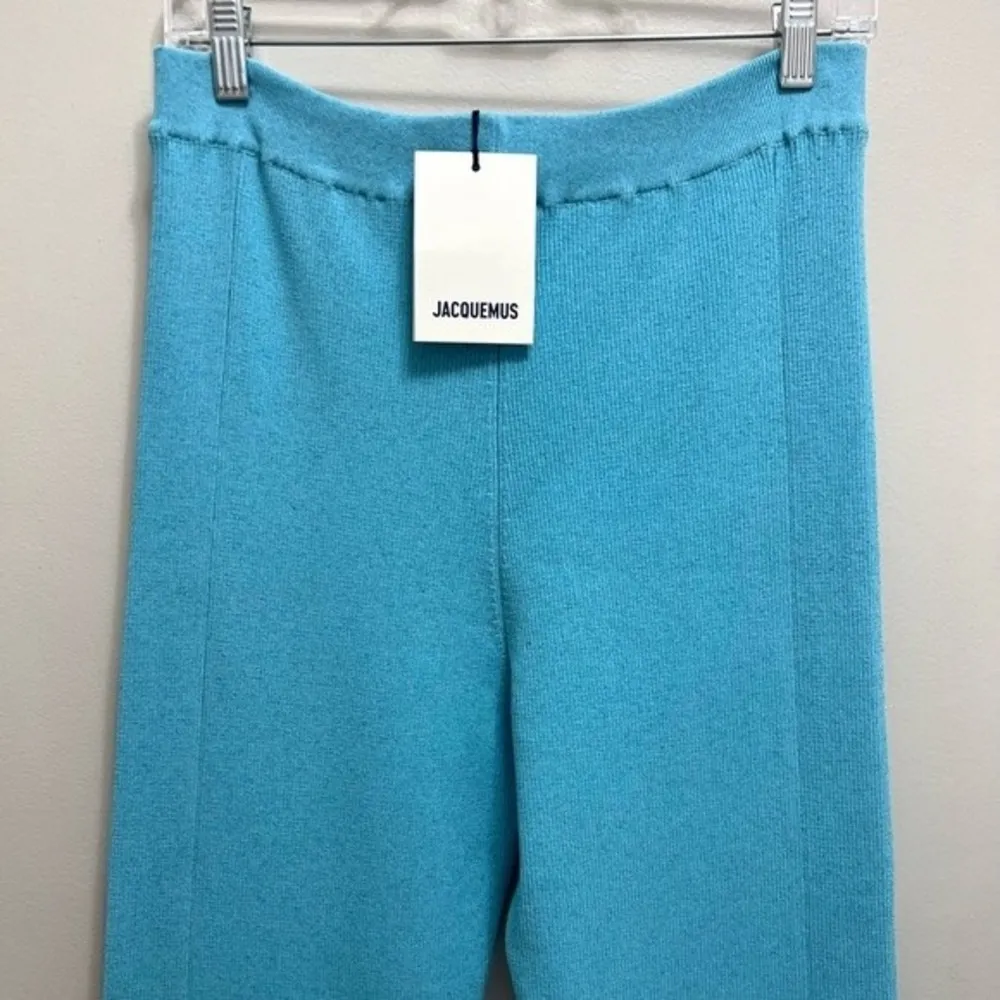 NWT Jacquemus Le Pantalon Baunhila Ribbed Linen Blend Pants Turquoise EU 46 - Image 5