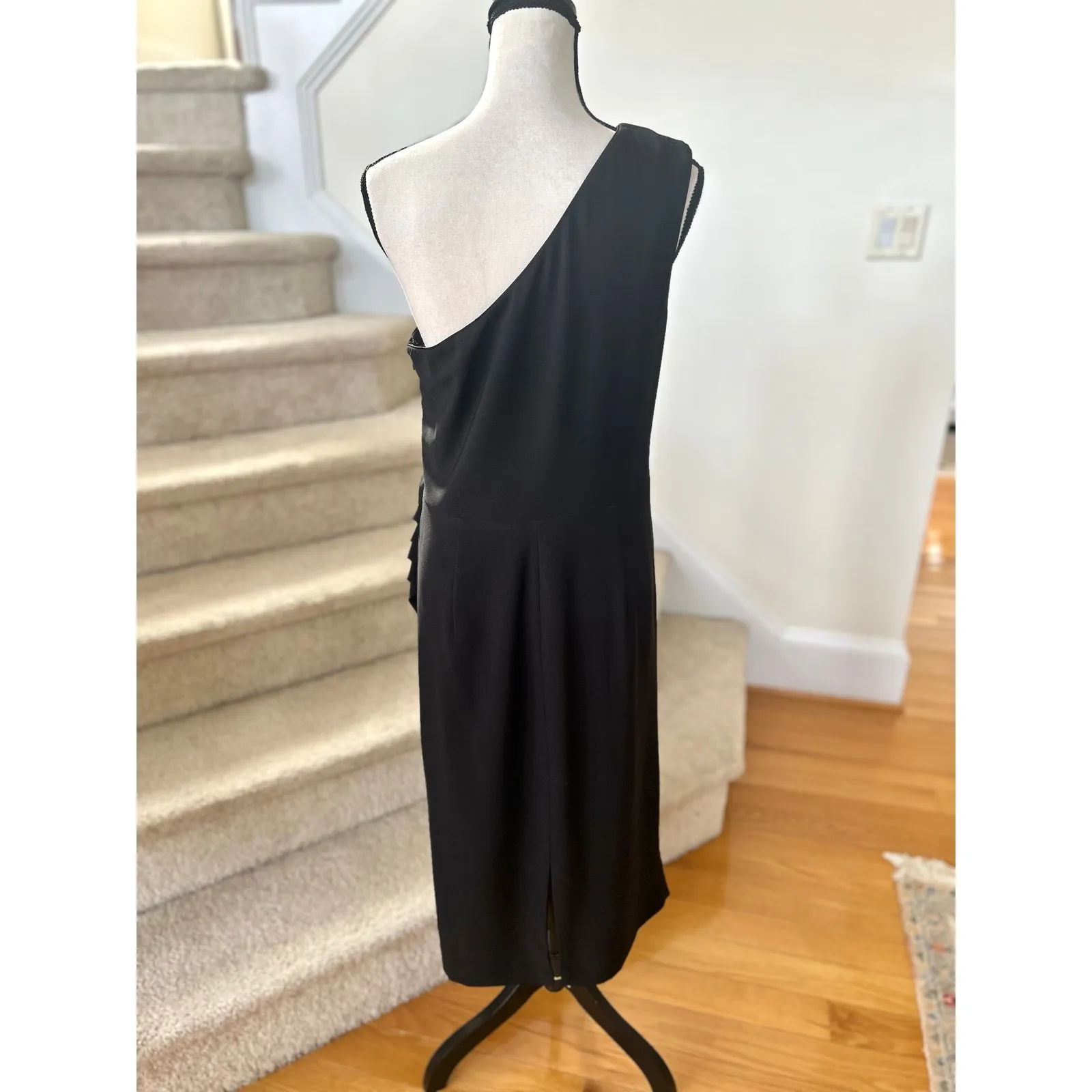 Dress The Population Black Ruched Gathered Goddess One Shoulder Sheath Dress - Image 3