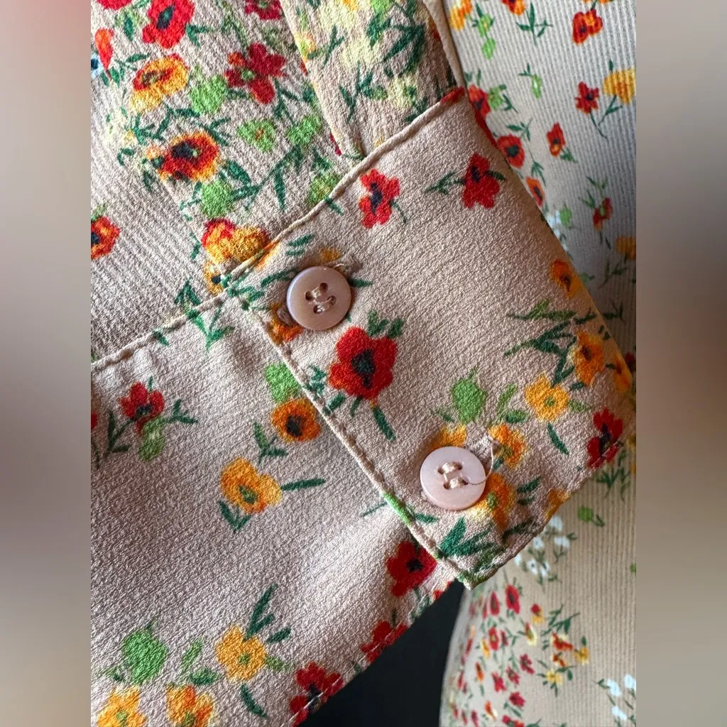 Adore Me Floral Button-Down Shirt - Beige and Red - Image 6