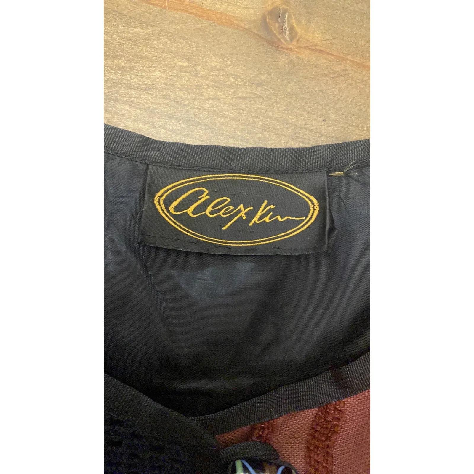 Alex Kim Art To Wear Patchwork Jacket Size L Beaded barrel Button Closure Maxim Size L - Image 3