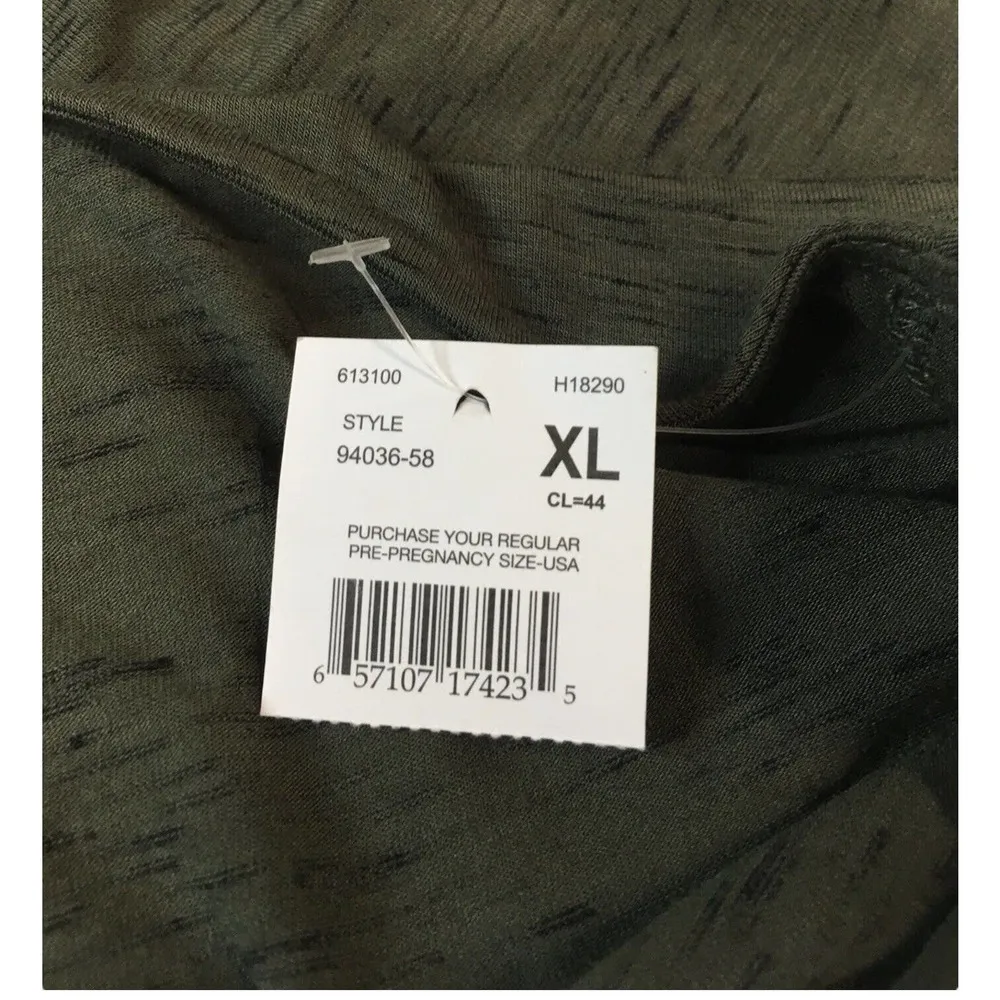 New Motherhood Maternity Drape Crisscross Marled Short Sleeve Dress Green XL - Image 6