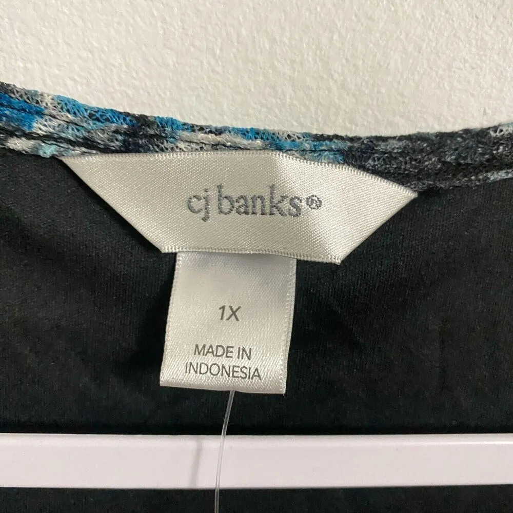 CJ Banks Women's Top Blue Black Paisley Plus Size 1X 16/18W - Image 6