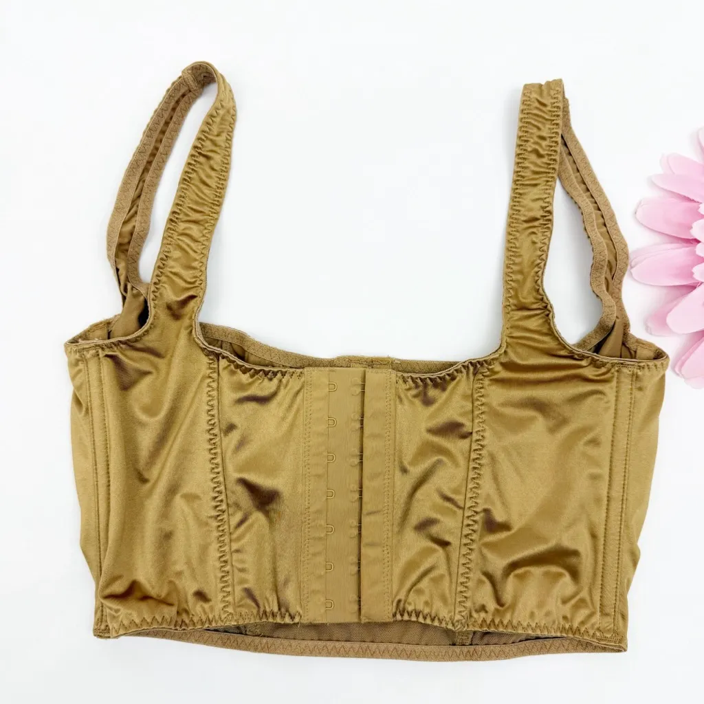 SKIMS Stretch Satin Corset Pyrite Gold - Image 4