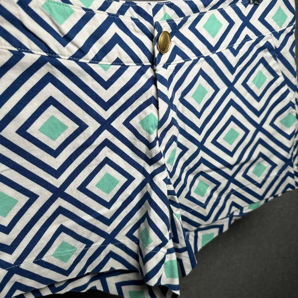 Lawrence & Lillion Shorts Womens Size 10 Colorful Button 100% Cotton Blue Green - Image 7