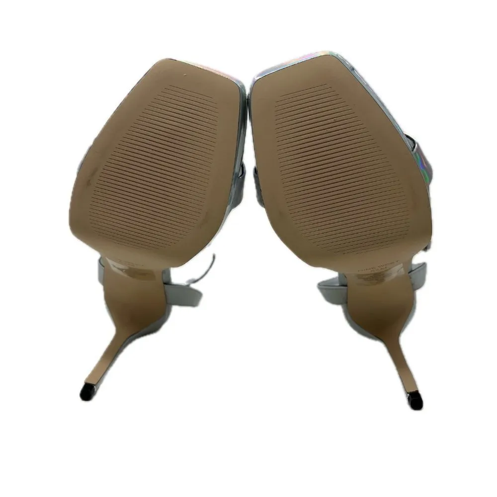 Nine West Zadie Formal Evening Silver Iridescent Ankle Strap Dress Heels 8.5M - Image 6