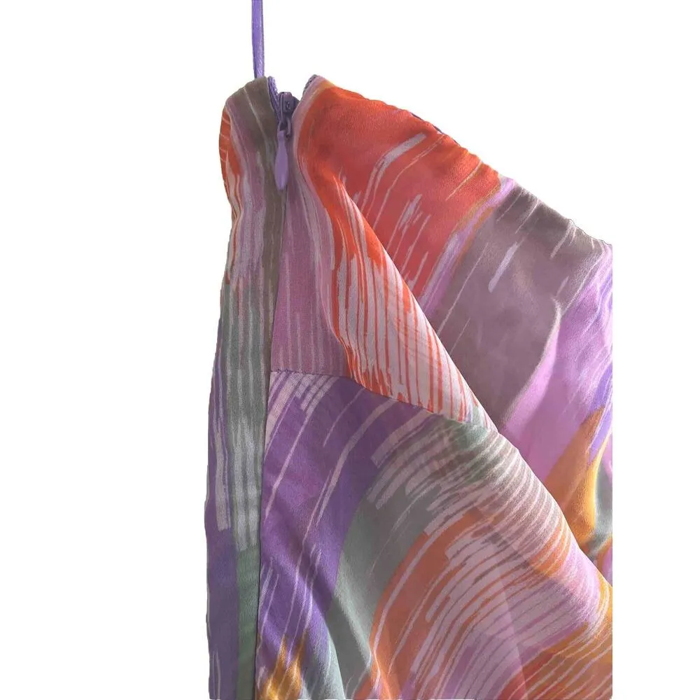 Midi Dress One Shoulder Flutter Sleeve Medium Womens Garden Party Chic - Image 3