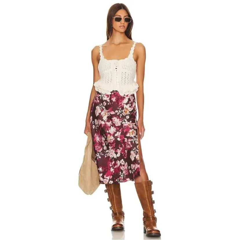 Free People X Revolve Sweet Talker Printed Half Slip Satin Skirt, XS NWT - Image 2