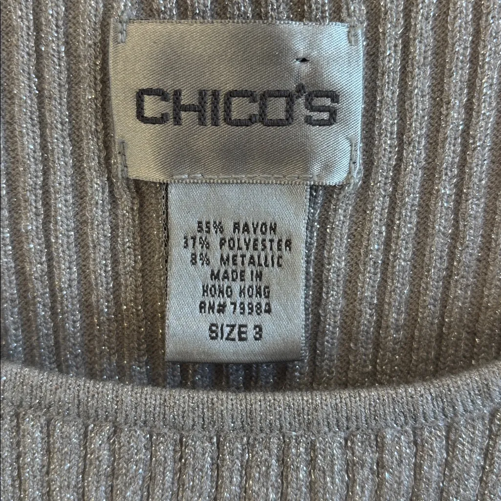 CHICO’S SILVER METALLIC TANK TOP
RAYON & POLY SIZE 3..XL..PTP 16”LOTS OF STRETCH - Image 5