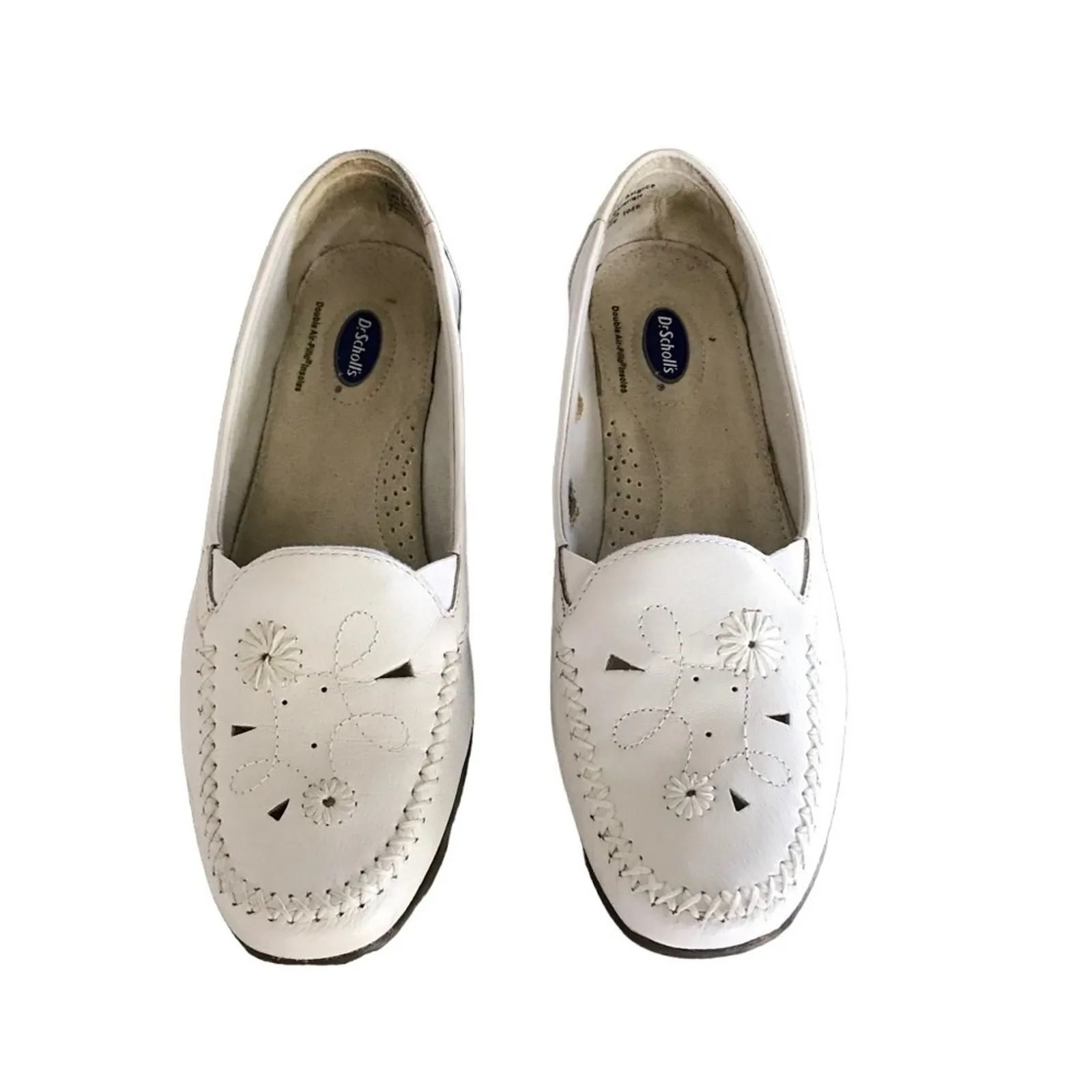 DR. SCHOLL'S CutOut Leather Loafers Women 7.5M Balance VTG Everyday Boho Retro Size 7.5 - Image 2