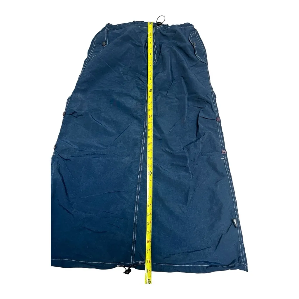 Vintage 90s Y2K navy adjustable parachute embroidered dragon long skirt Medium Blue - Image 9