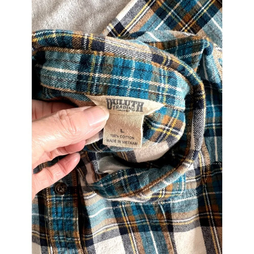 Duluth Trading Company Duluth Trading women's shirt teal button-up plaid flannel - Image 8