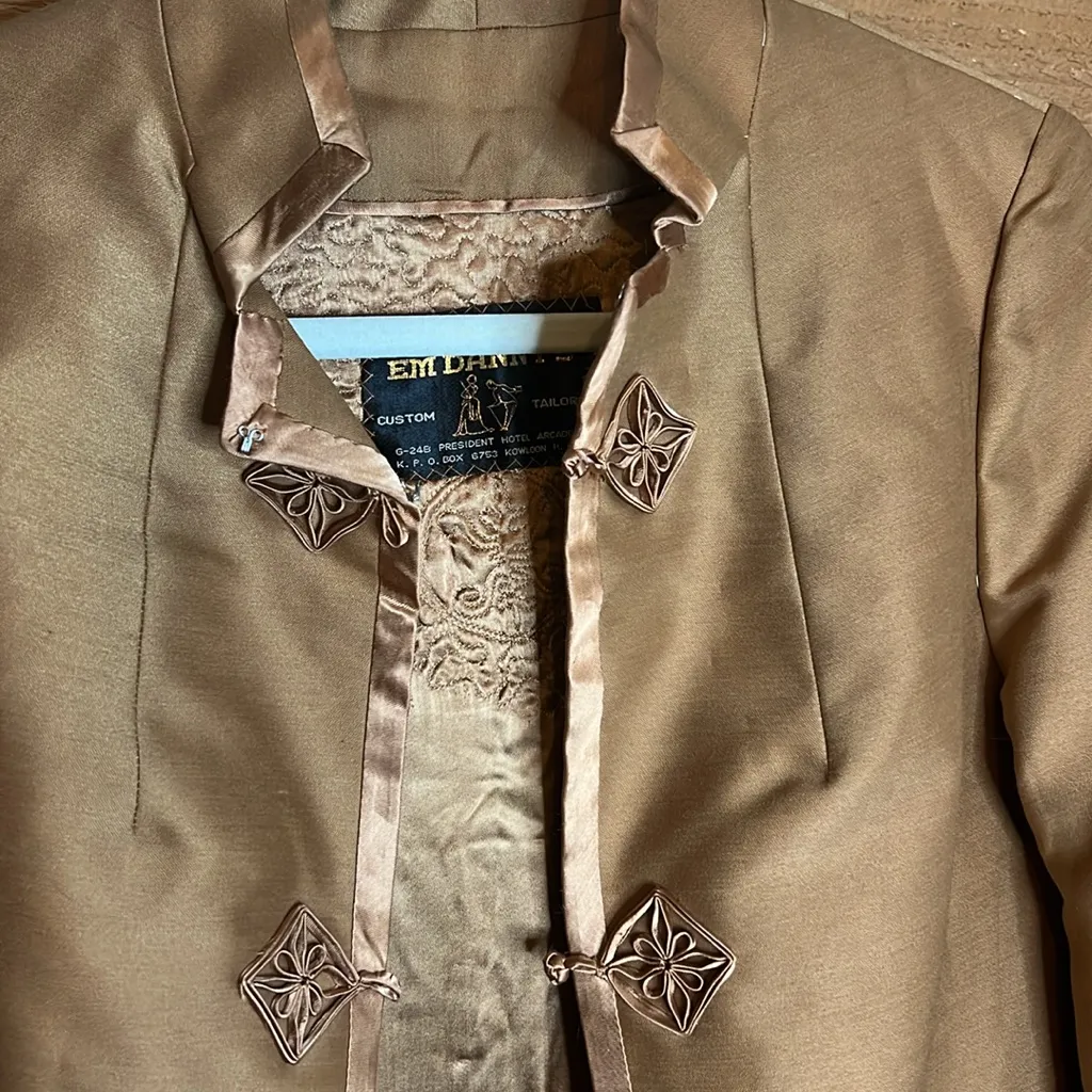 Vintage Hong Kong Intricate Custom Maxi Jacket Embroider Tailor Em Danny’s Asia Gold Size M - Image 5