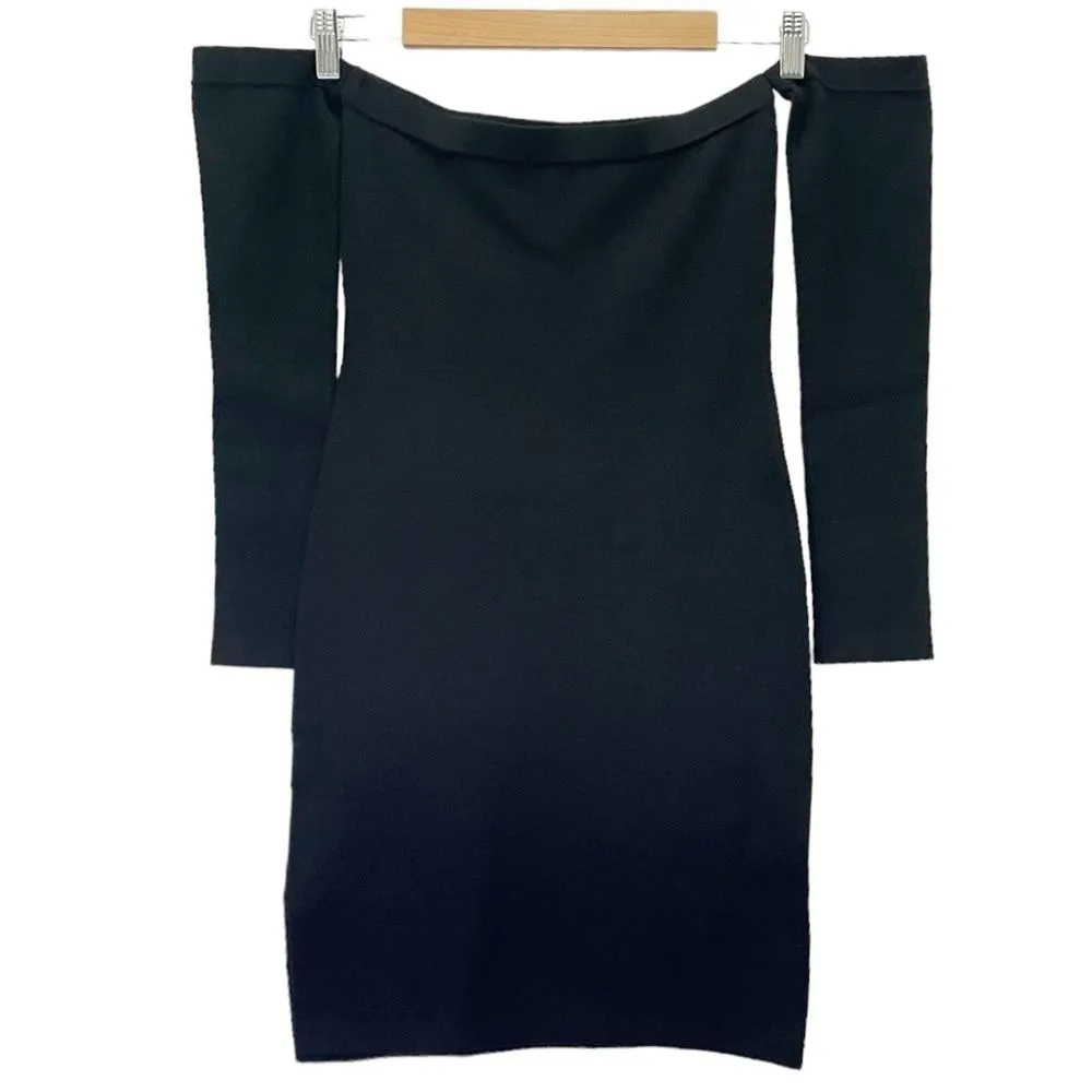 L’Agence Felicia Black Knit Off The Shoulder Fitted Bodycon Dress Size XXS - Image 3