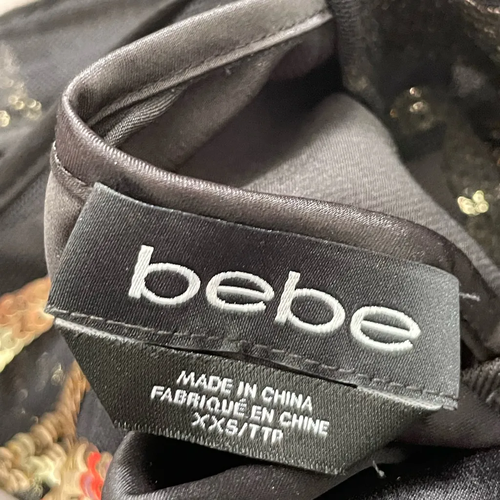 Bebe Black and gold party dress XXS - Image 4