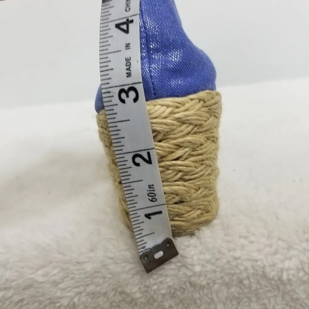 Ralph Lauren Linen Espadrille Wedges Blue Size 6 - Image 7