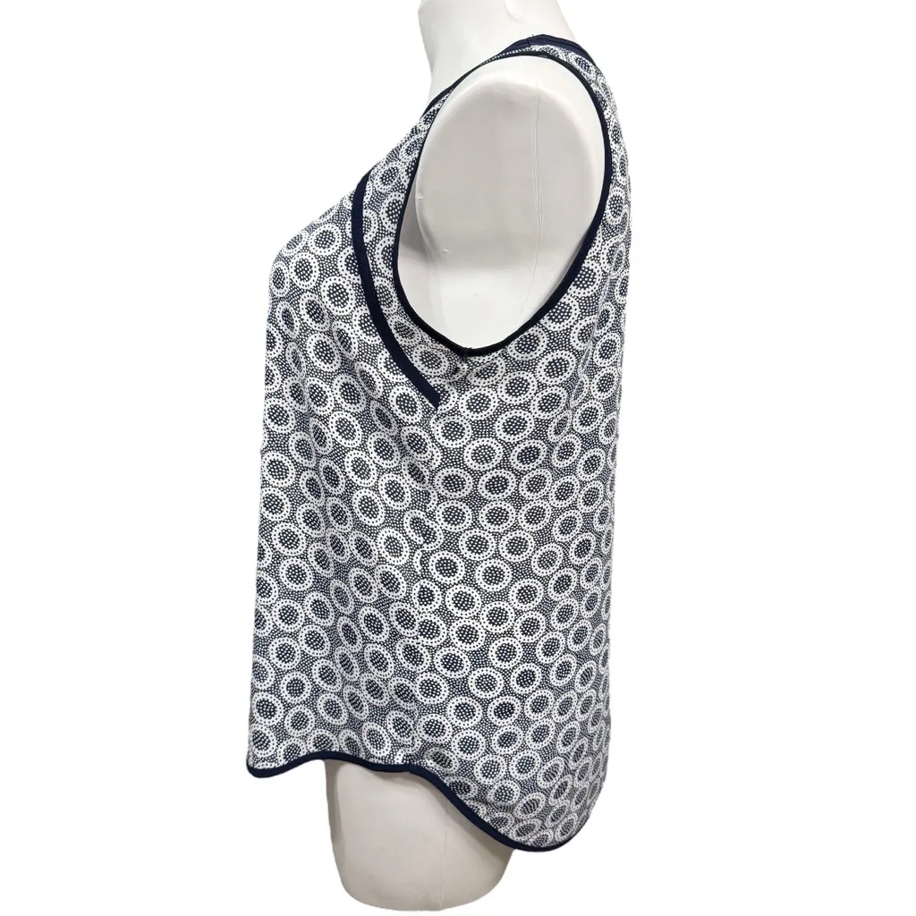 Papermoon Stitch Fix Navy White Geometric Print Sleeveless Blouse Women’s Large - Image 6