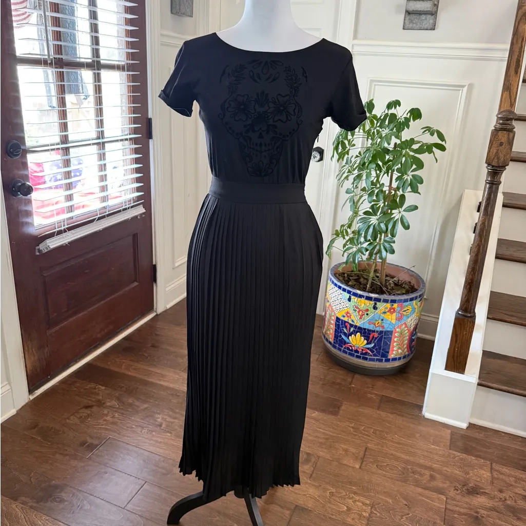 Metal Rocks NWT Pleated Skull Maxi Dress with Side Zipper - Image 3