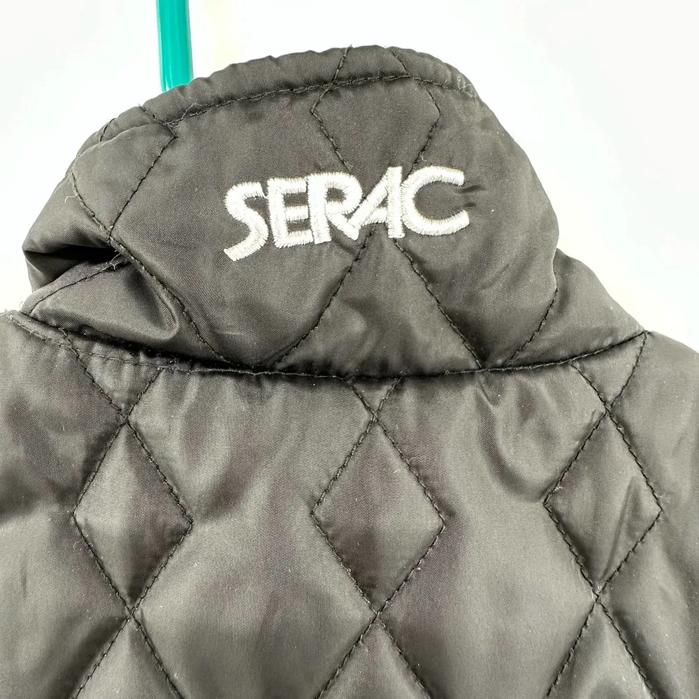 SERAC size small black quilted puffer vest zip up front fleece sides zip pockets - Image 5