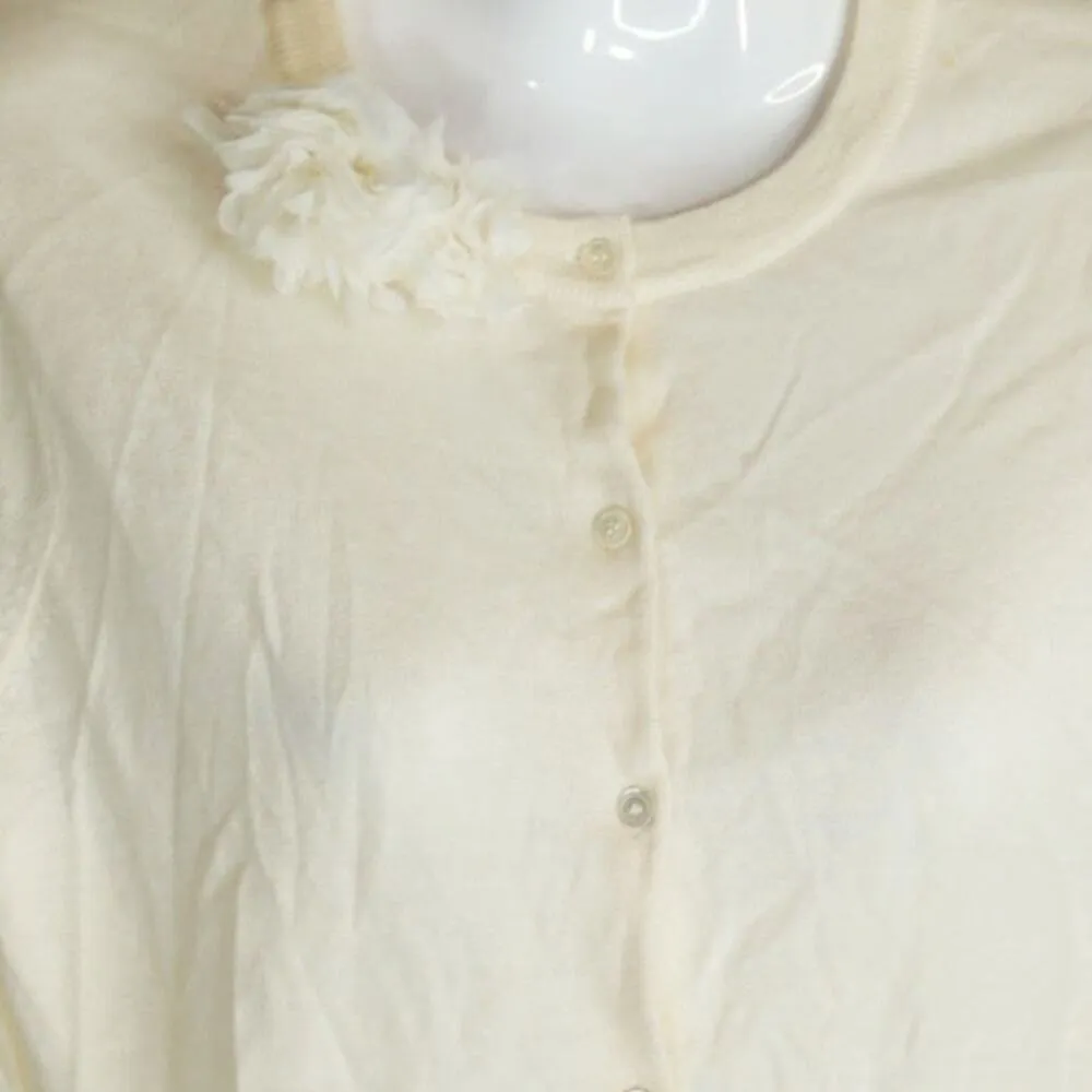 J. Crew‎ Womens Yellow Button Cardigan With Floral Applique Women's Estimated XS - Image 2